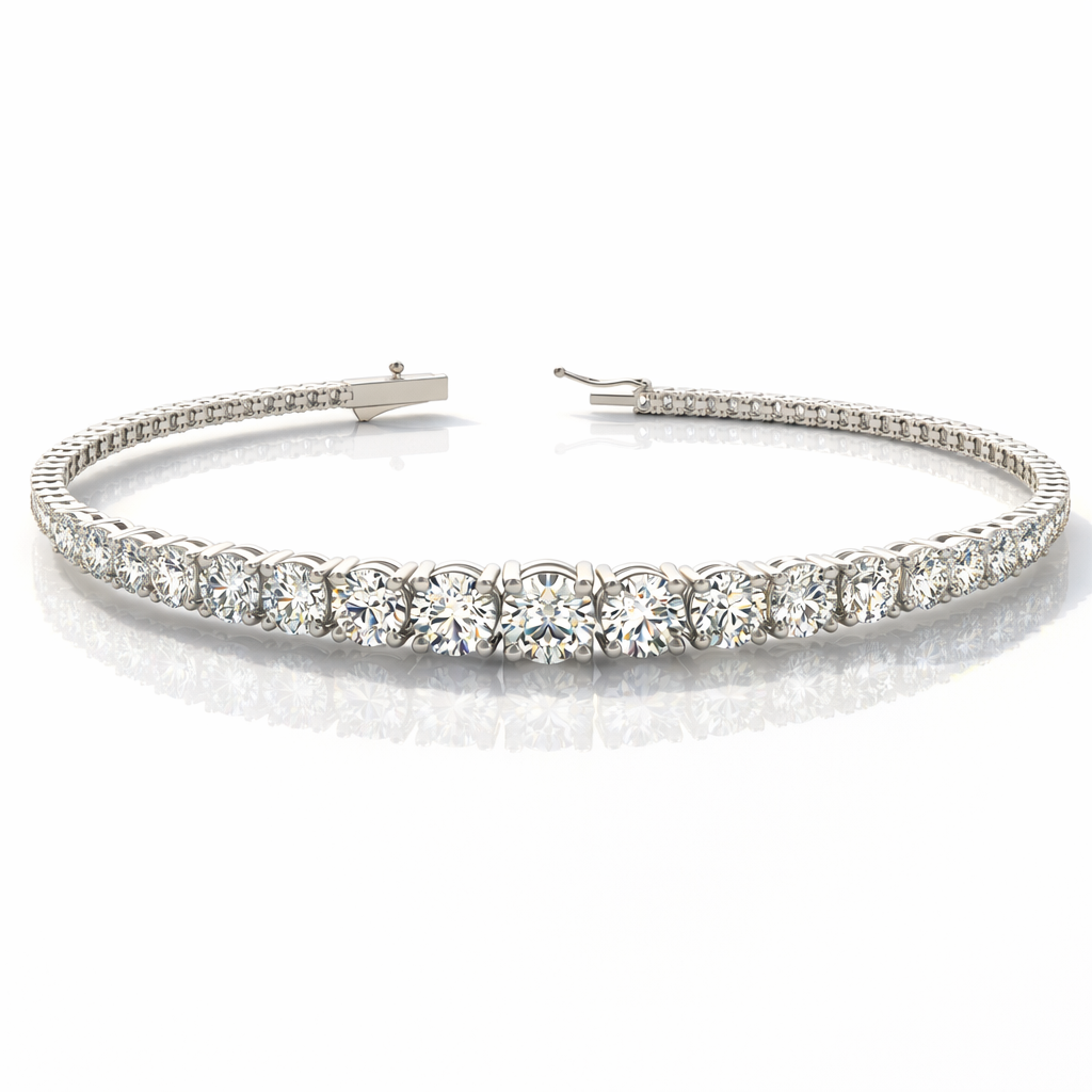 Round cut lab grown diamond tennis bracelet
