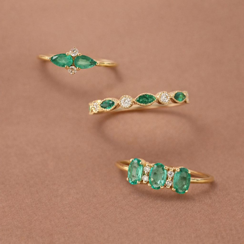 White Gold Oval Emerald Ring
