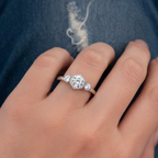 White Gold Milgrain Engagement Ring With Hexagon Milgrain Outline
