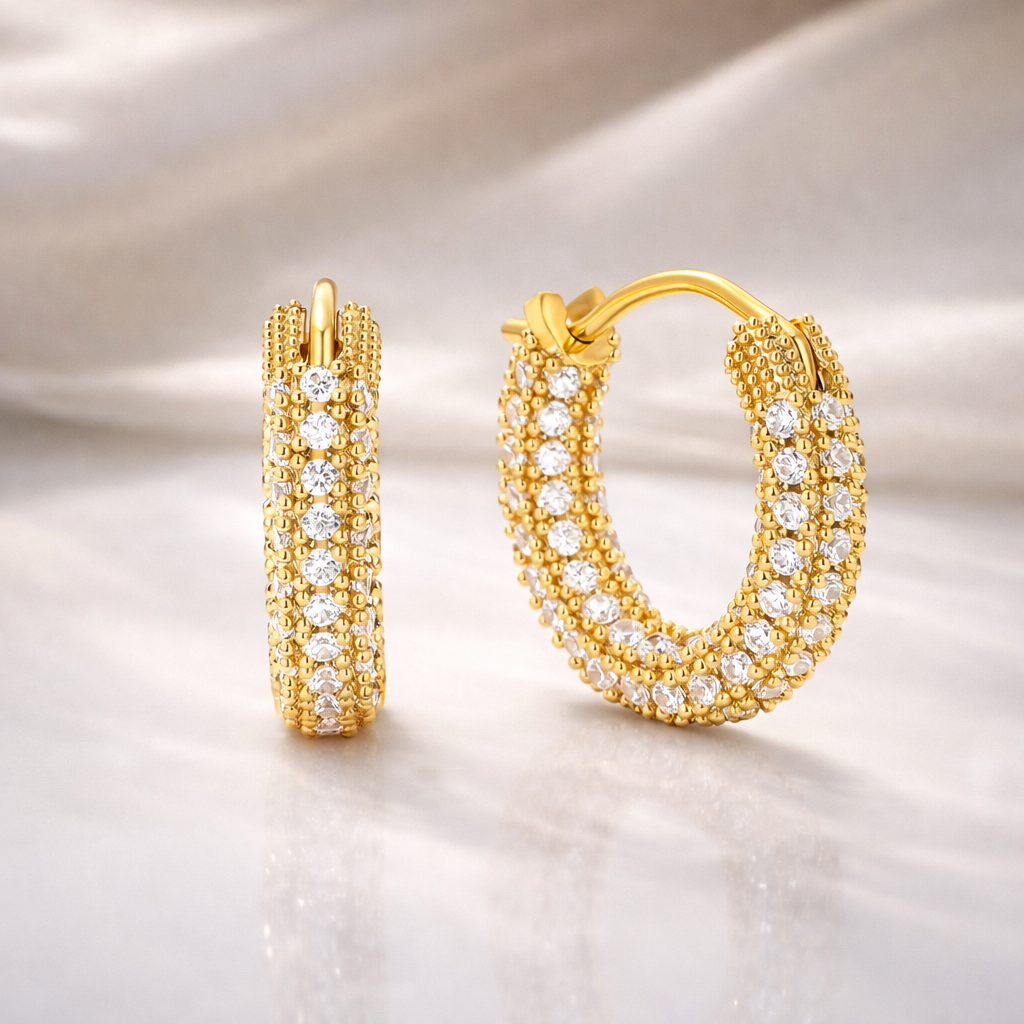 Diamond Huggie Earrings Small Gold Hoop Earrings
