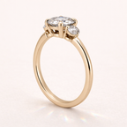 Round Cut Diamond Ring With A Tapered Band And Secure Prongs.
