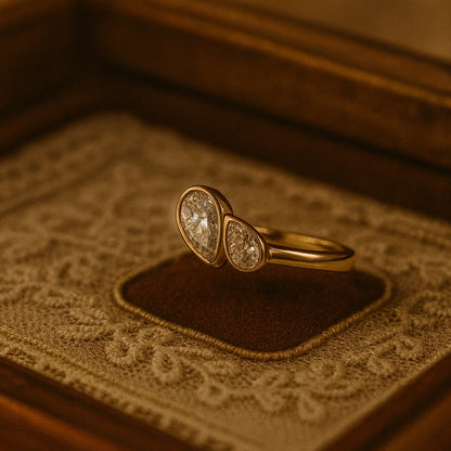 Pear Cut Bezel Set Toi Et Moi Diamonds Wedding Bands for Woman
