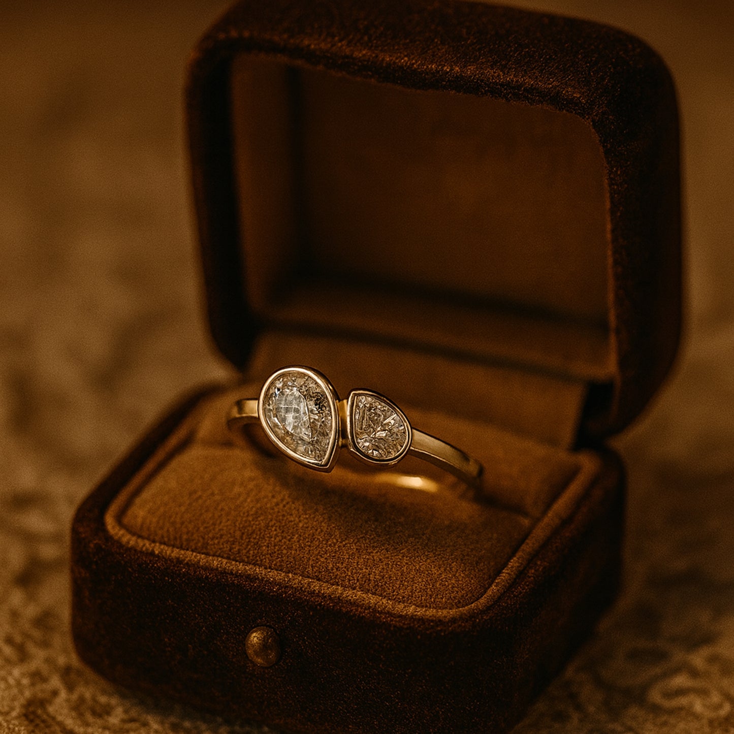 Pear Cut Bezel Set Toi Et Moi Diamonds Wedding Bands for Woman
