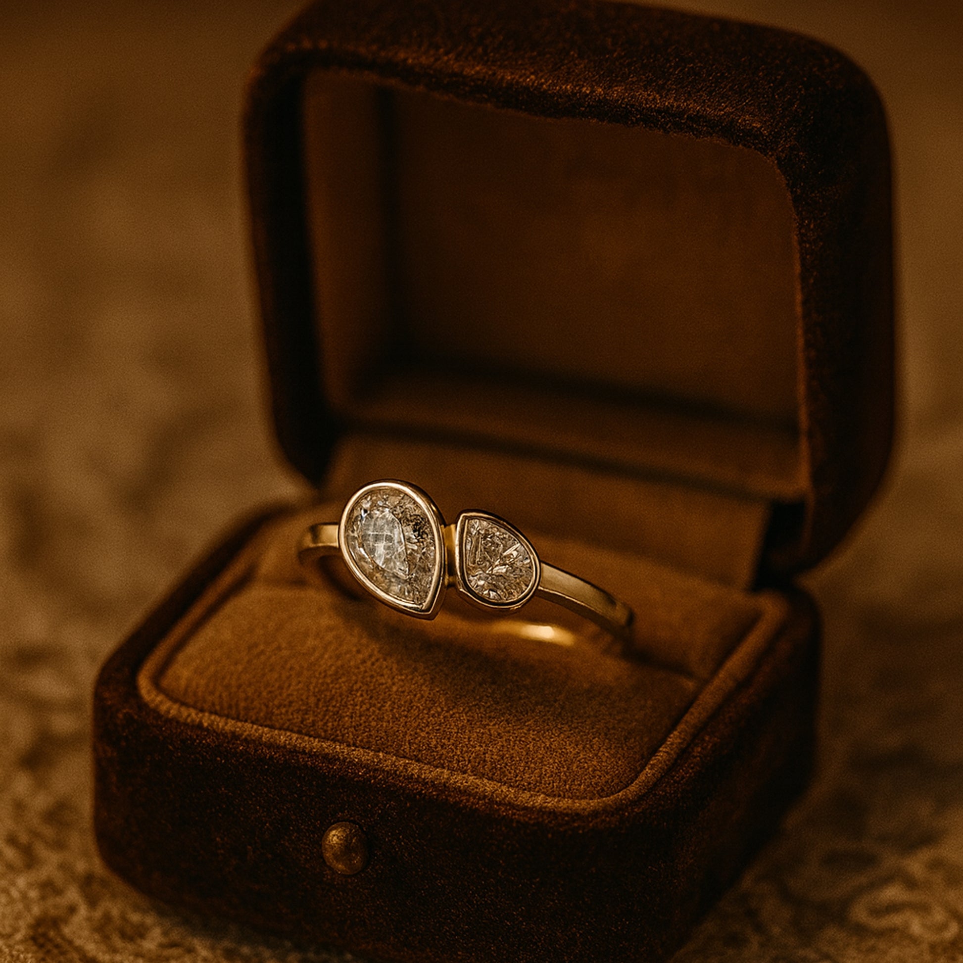 Pear Cut Bezel Set Toi Et Moi Diamonds Wedding Bands for Woman
