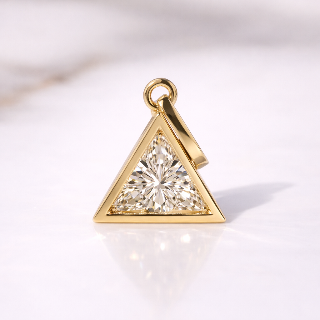 Gold Triangle Pendant Bezel Diamond Pendant Lab Grown Diamond Pendant