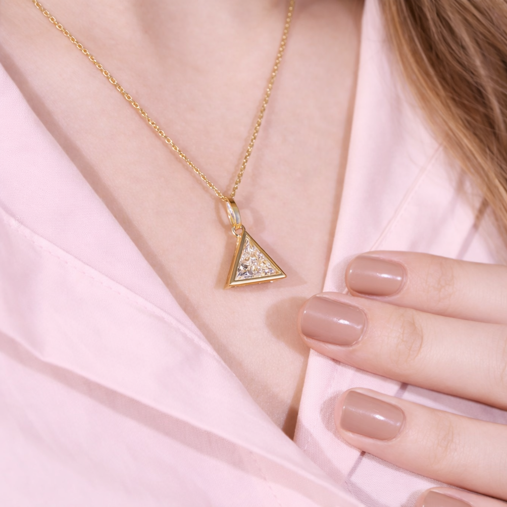 Gold Triangle Pendant Solitaire Pendant Bezel Diamond Pendant Diiro Pendant
