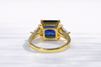 Yellow Gold Engagement Ring Three Stone Diamond Sapphire Ring Custom.

