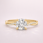 Twisted Band Round Diamond Engagement Ring