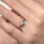 Princess Ring With Round Prong Setting And Twist Engagement Band