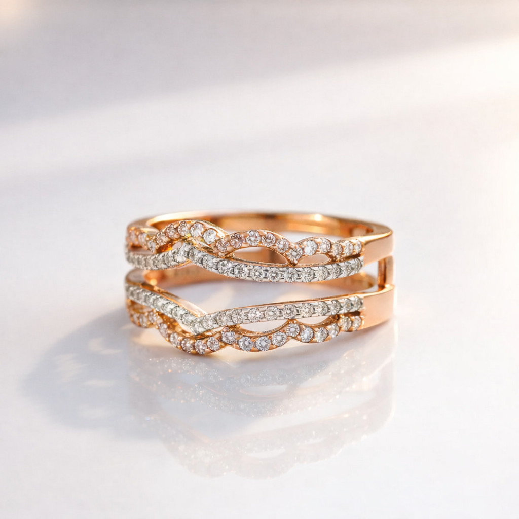 Custom Wedding Band Curved Wedding Band Enhancer With Round Cut Diamonds
