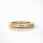 One Baguette Cut Diamond Or Moissanite Two Tone Band
