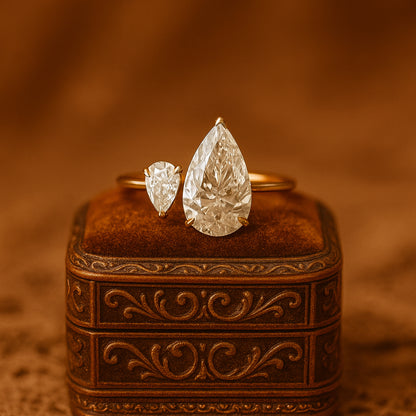 Elegant Double Stone Toi Et Moi Engagement Ring With Pear Cut Moissanite Stones And Dazzling Diamond Inspired Shine