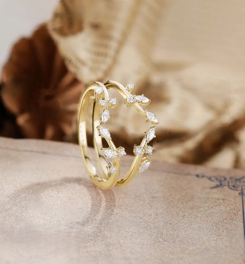 Leaf Wedding Band Diamond Enhancer Designed As Engagement Ring Enhancer Bands
