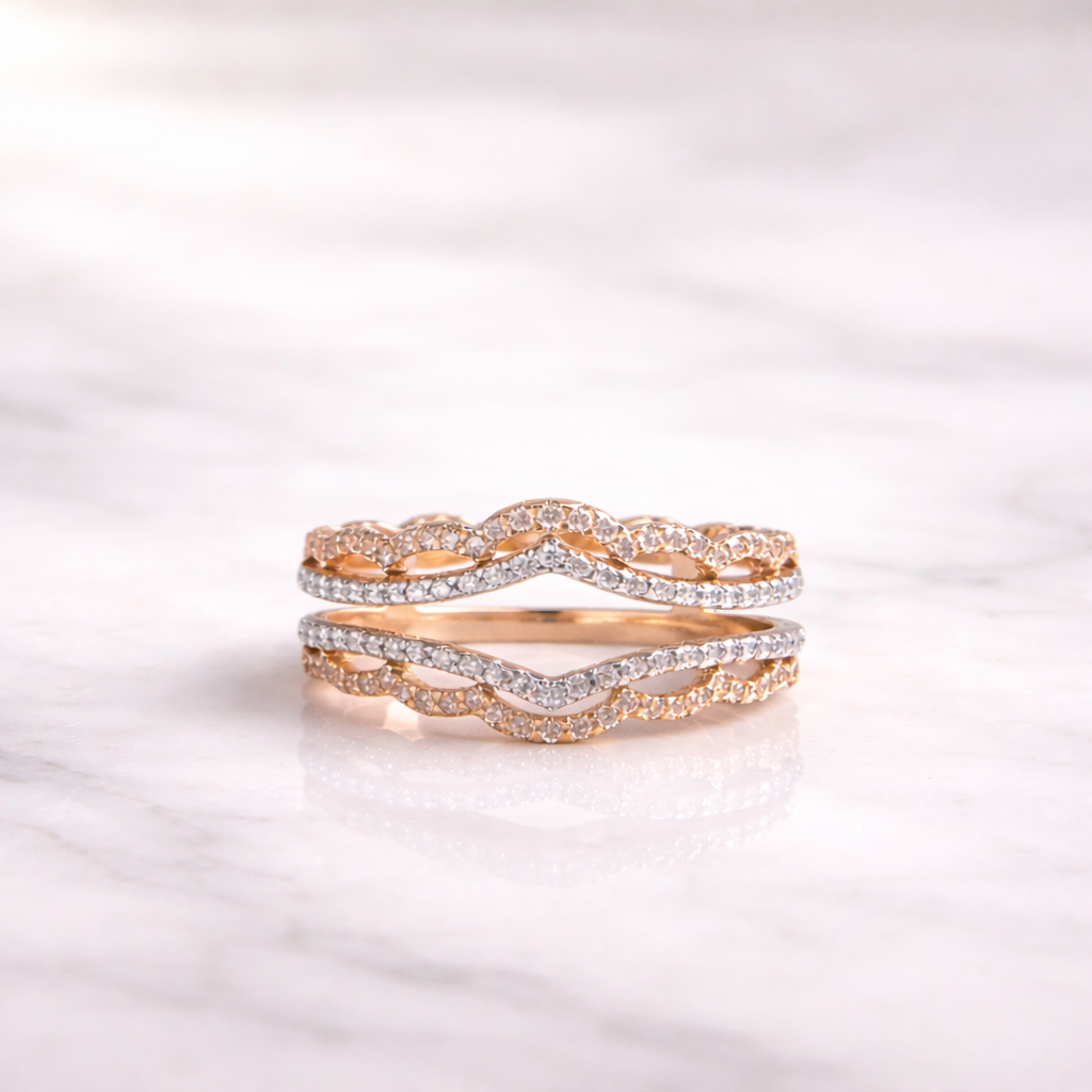 Diiro Wedding Band Curved Wedding Band Enhancer In Rose Gold Finish
