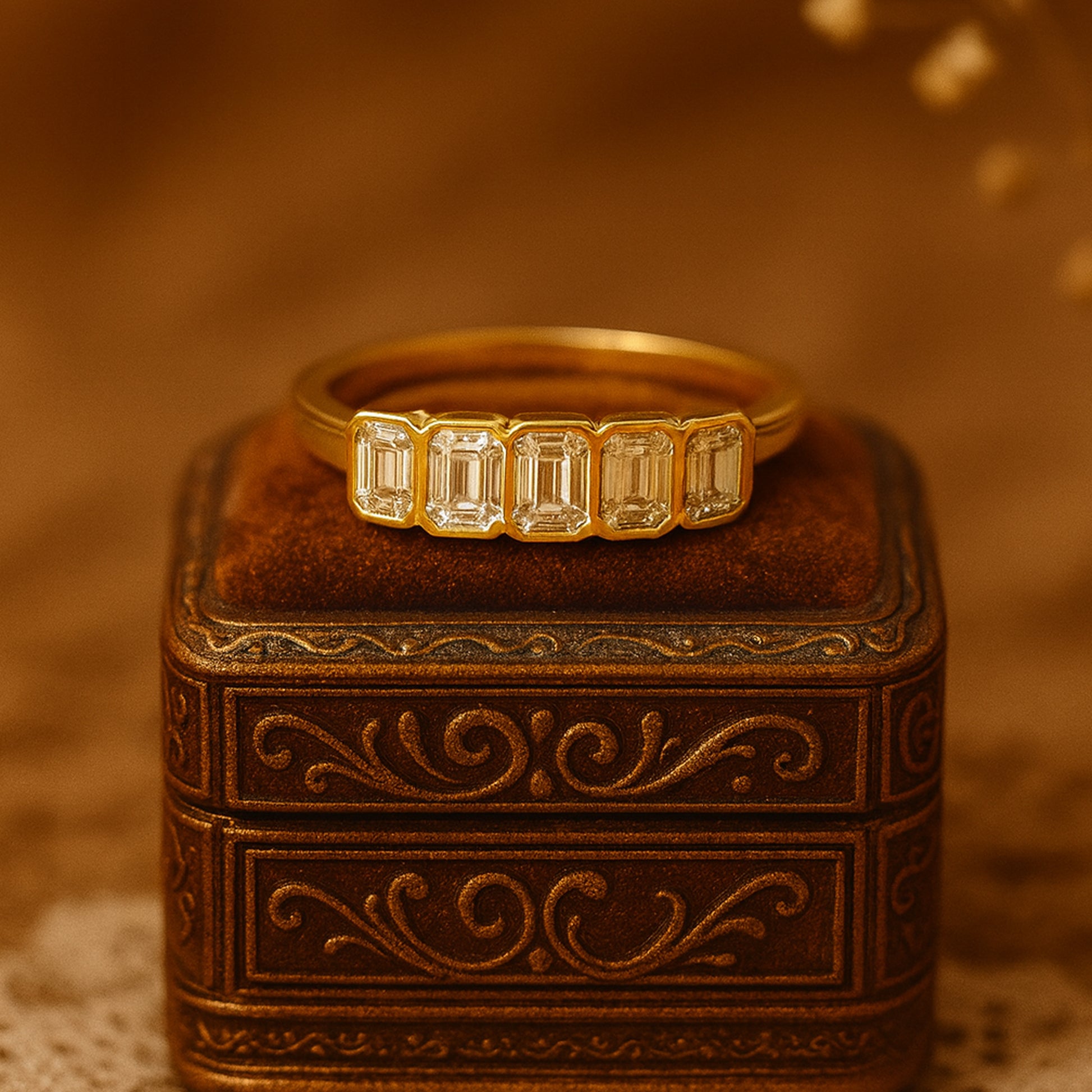 Wedding Bands for a Woman Bezel Emerald Cut Rings
