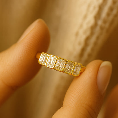 Wedding Bands for a Woman Bezel Emerald Cut Rings
