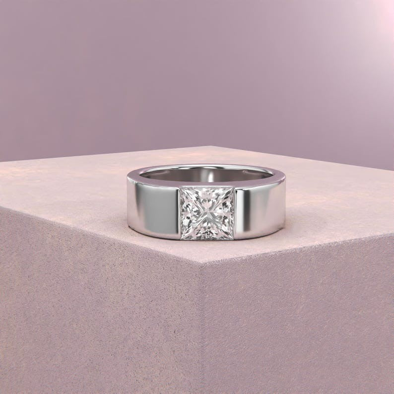 Mens Channel Set Diamond Ring With Bold Gold Finish
