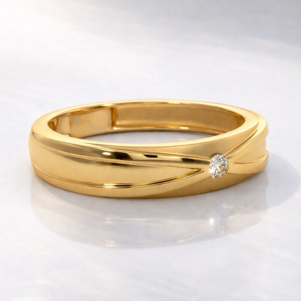 Modern Diamond Ring For Men With Gypsy Setting
