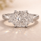 Radiant Cut Three Stone Engagement Ring
