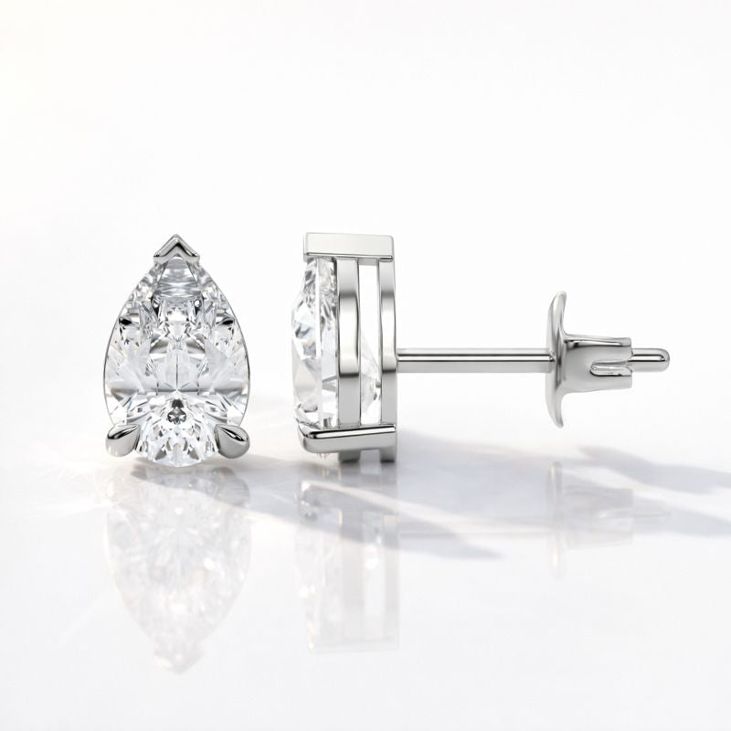 White Gold Earrings Rose Gold Earring Pear Cut Diamond Or Moissanite Studs.
