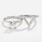 Classic round solitaire ring with curved wedding band
