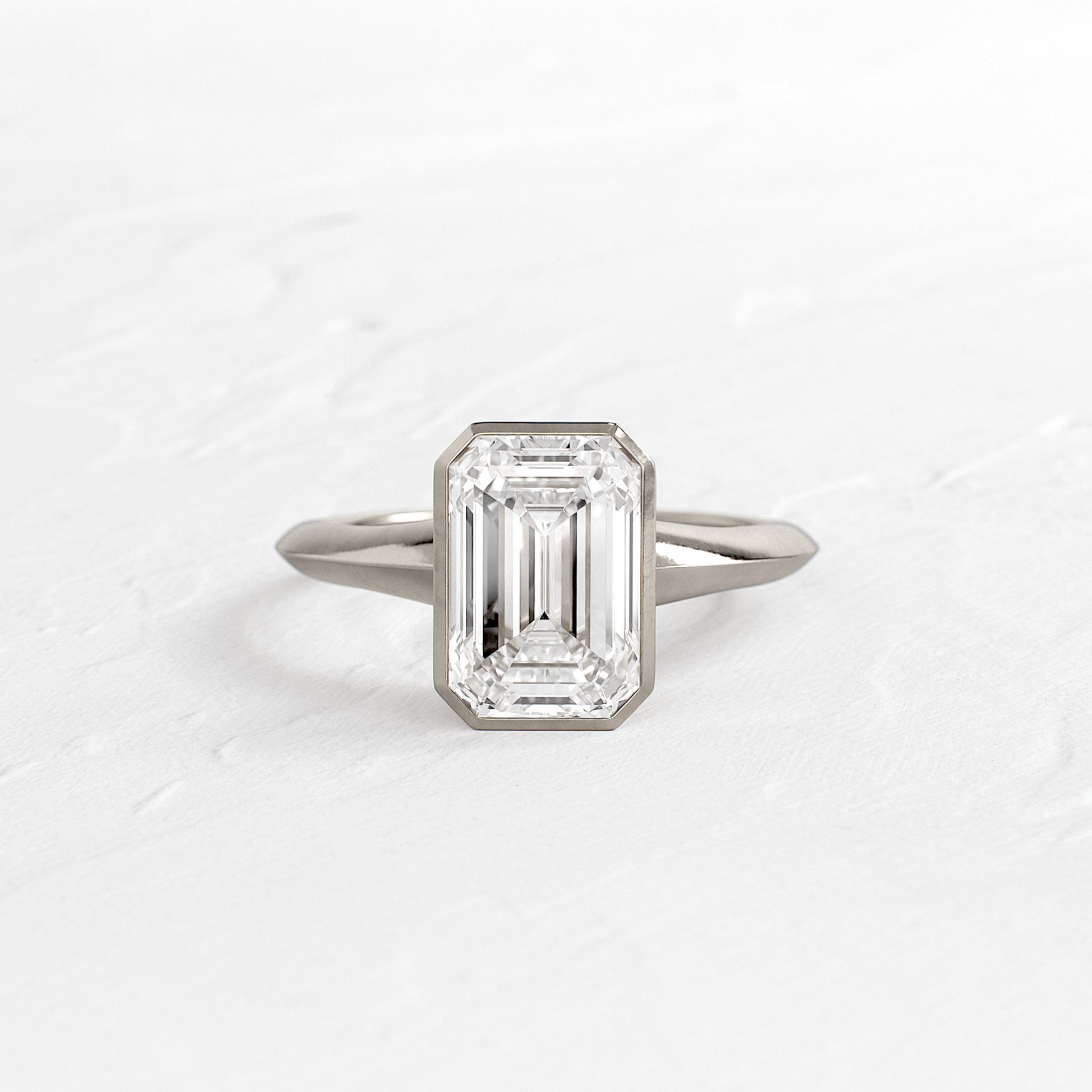 Emerald Cut Moissanite Ring, 1.50 CT 2Bezel Setting White Gold Engagement Fine Jewelry With Elegance