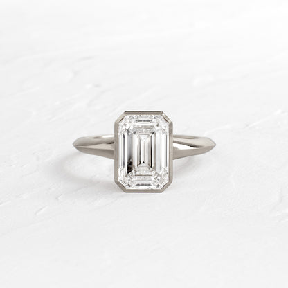 Emerald Cut Moissanite Ring, 1.50 CT 2Bezel Setting White Gold Engagement Fine Jewelry With Elegance