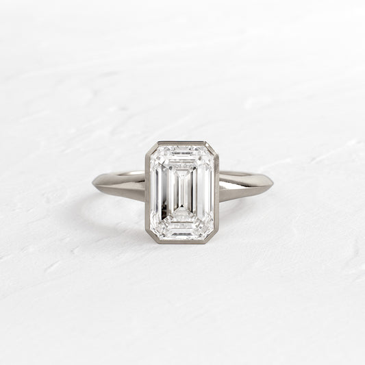 Emerald Cut Moissanite Ring, 1.50 CT 2Bezel Setting White Gold Engagement Fine Jewelry With Elegance