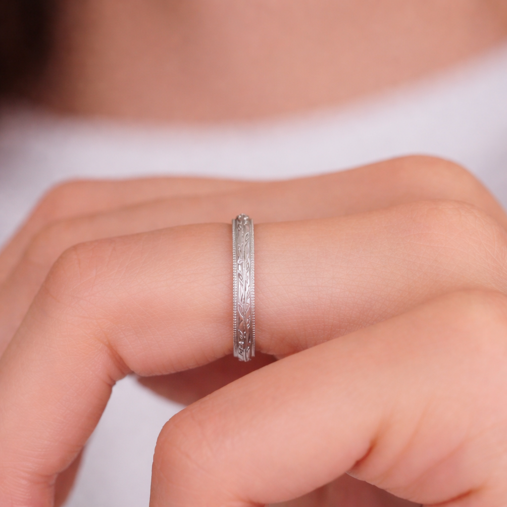 Vintage Mens Wedding Band Round Cut Diamond Or Moissanite Yellow Gold Band.
