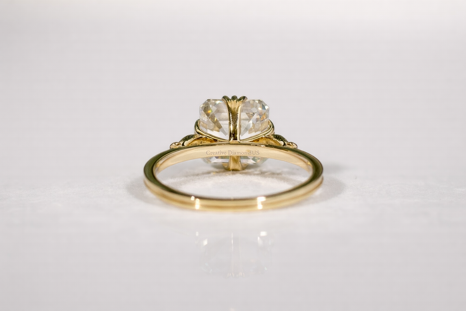 Milgrain Ring Asscher Cut Engagement Ring Vintage Inspired Jewelry.
