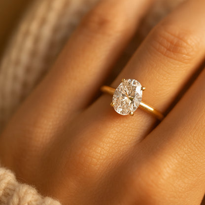 Exquisite Oval Cut Moissanite Solitaire Ring For Promise Or Anniversary, Resembling A Dazzling Diamond Glow
