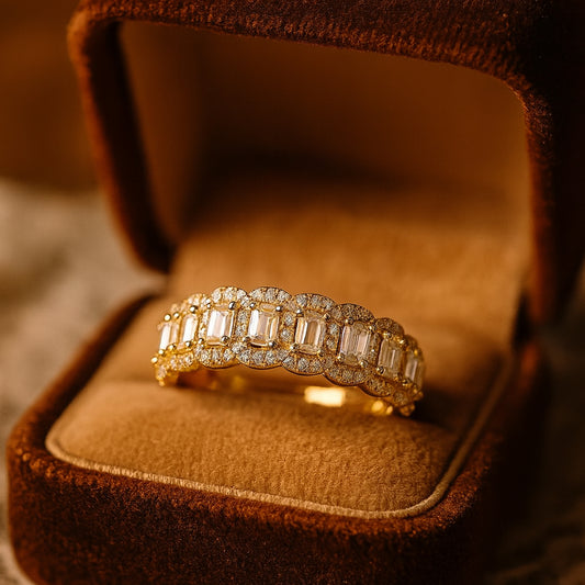 Eternal Elegance Baguette Diamond Band Premium Gold - Luxury Wedding Ring
