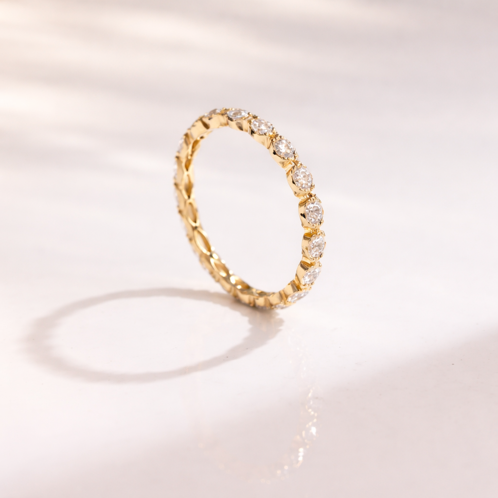 5 Stone V Shaped Diamond Wedding Band In Yellow Gold
