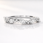 Curved marquise and round cut anniversary band
