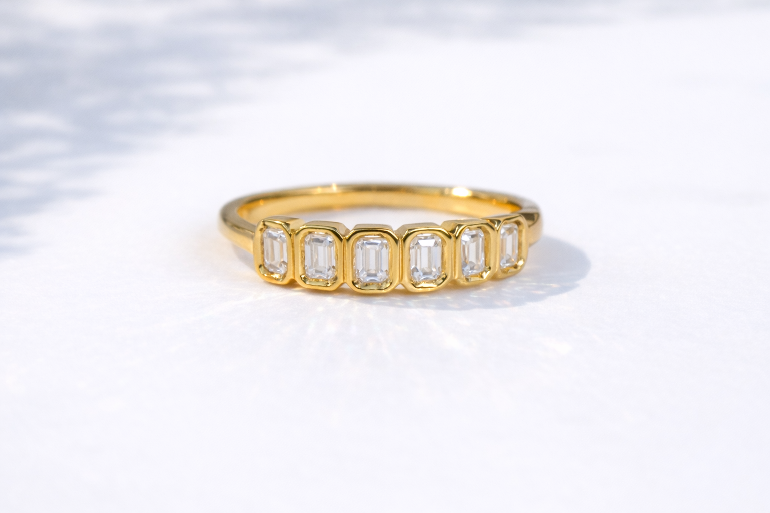 Yellow Gold Wedding Band Emerald Cut Diamond Or Moissanite Diiro.
