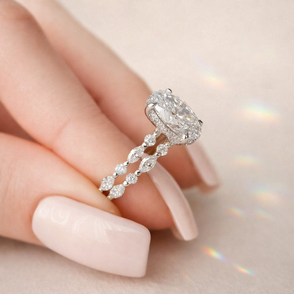 Oval Diamond Ring Wedding Band Lab Grown Diamond Custom Ring
