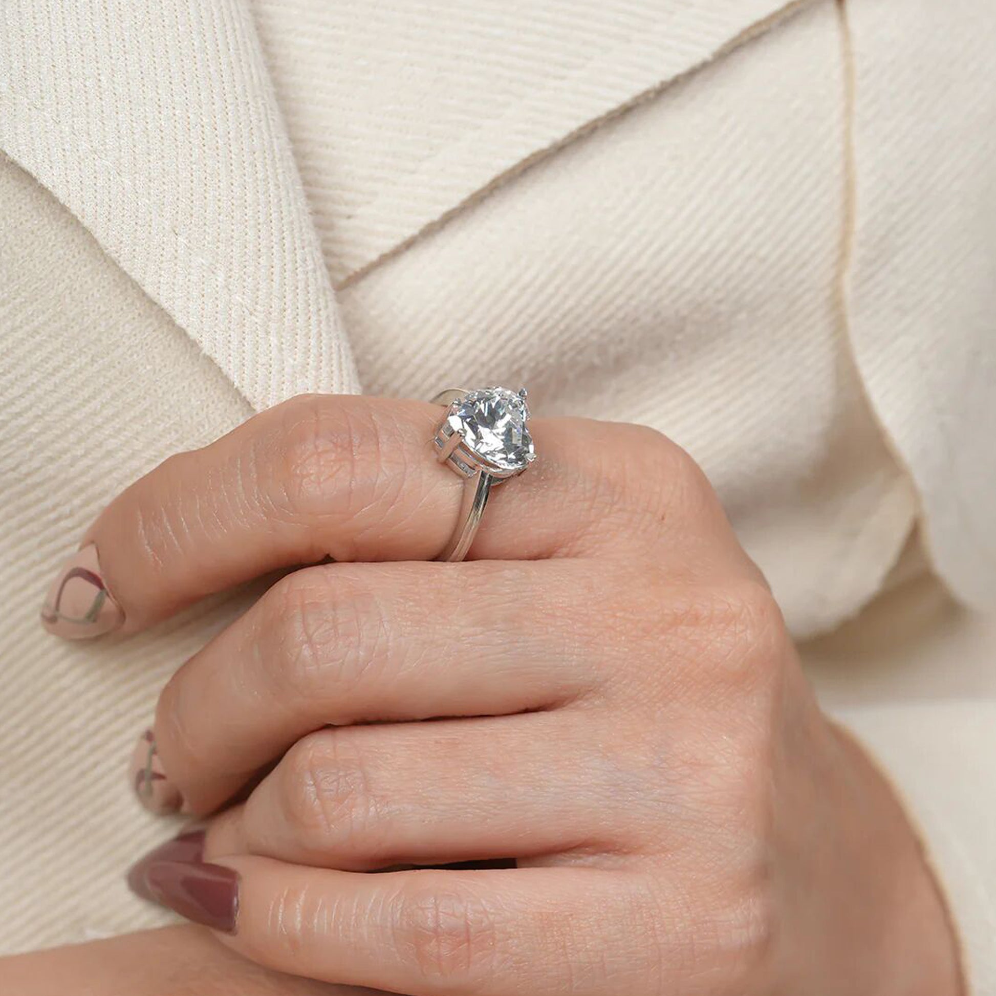 Heart Moissanite Ring, 1ct Solitaire Engagement Fine Jewelry With Sparkle And Love