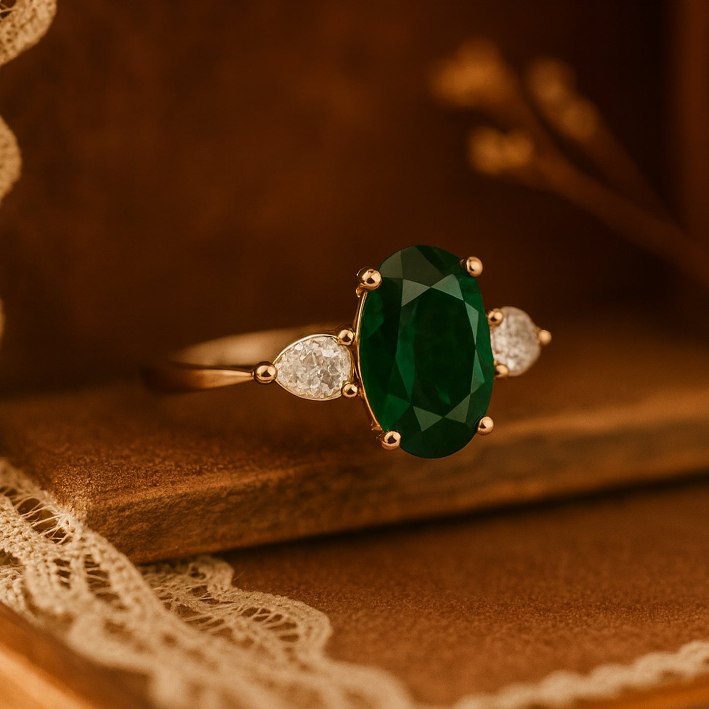 May Birthstone Oval Green Oval Ring, Elegant Gemstone Jewelry With Timeless Setting And Brilliant Cut
