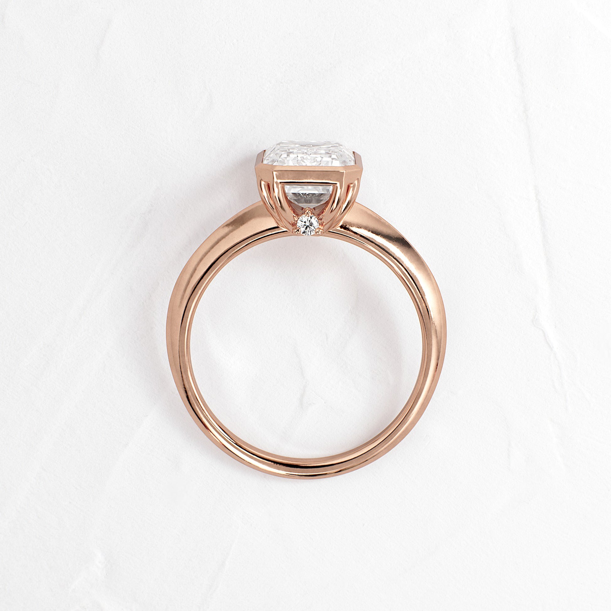 Bezel Set Moissanite Ring, Emerald Cut White Gold Engagement Fine Jewelry With Luxury