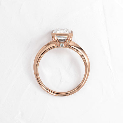 Bezel Set Moissanite Ring, Emerald Cut White Gold Engagement Fine Jewelry With Luxury