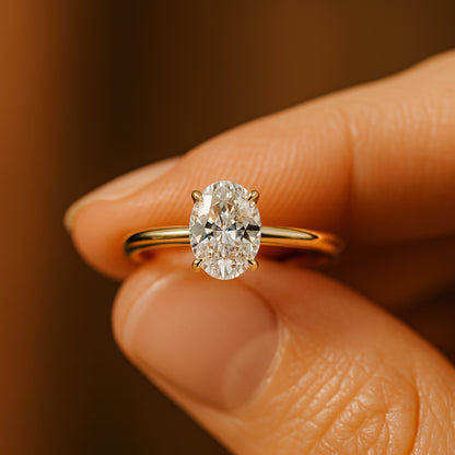 Timeless Gold Promise Ring Showcasing Oval Cut Moissanite Stone With Exceptional Diamond Style Radiance
