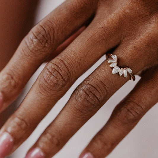 Types of Wedding Bands Pear & Baguette Diamond 10K Yellow Gold Rings
