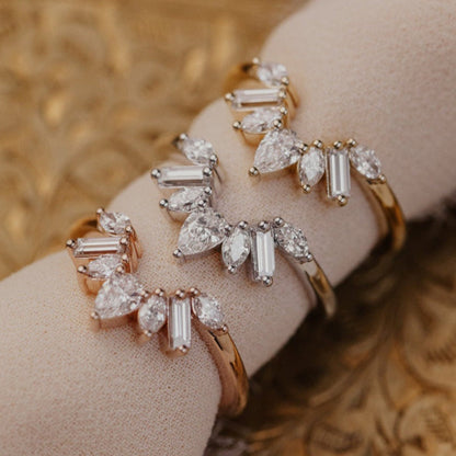Types of Wedding Bands Pear & Baguette Diamond 10K Yellow Gold Rings
