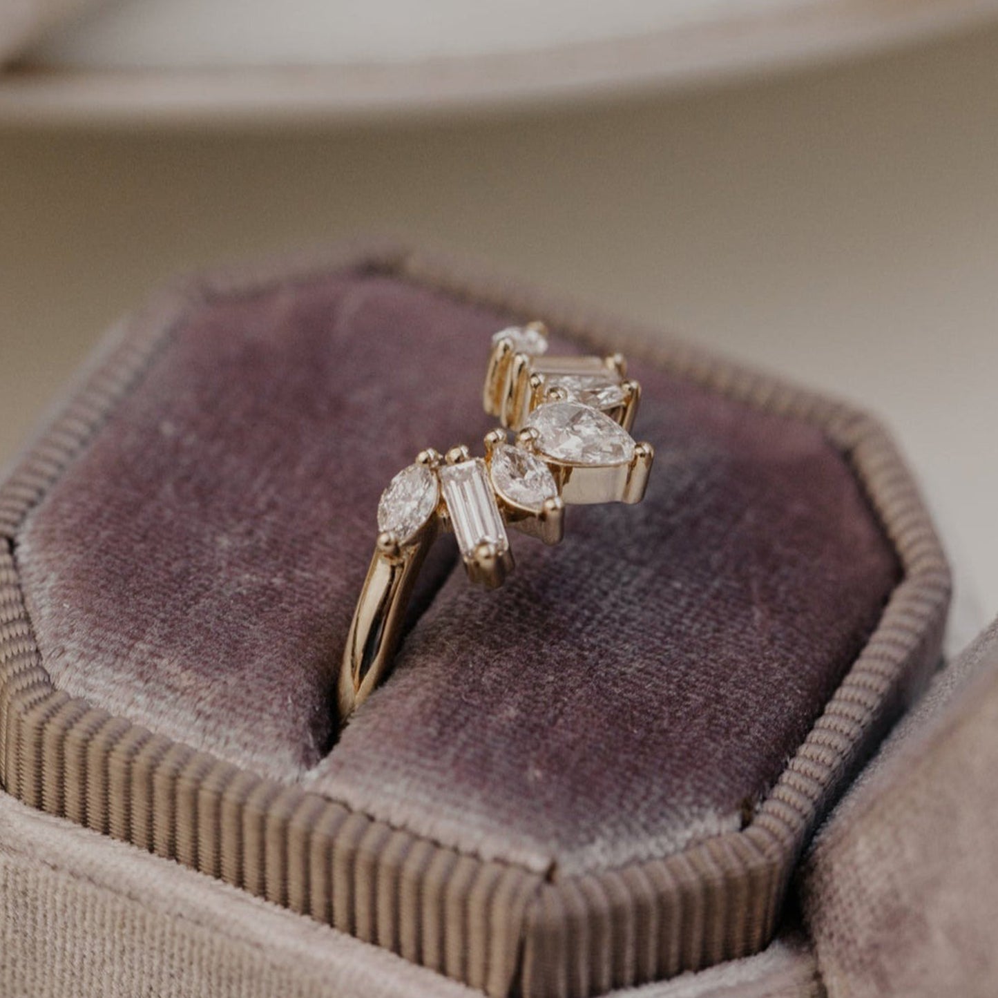 Types of Wedding Bands Pear & Baguette Diamond 10K Yellow Gold Rings
