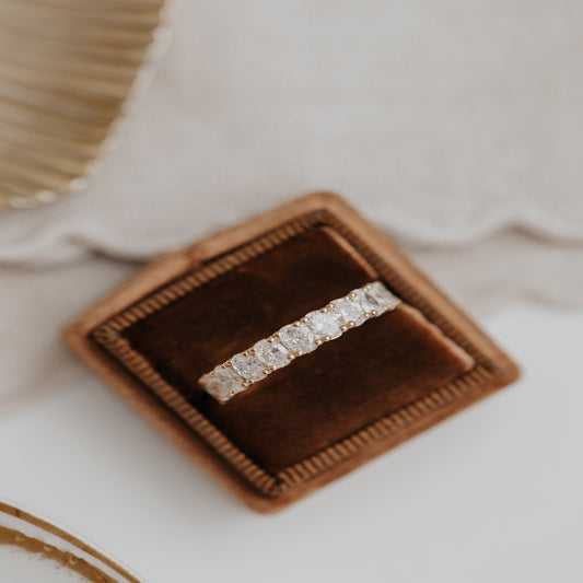 Wedding Ring Oval Eternity Band, Moissanite 14K Yellow Gold Fine Jewelry With Brilliant Design