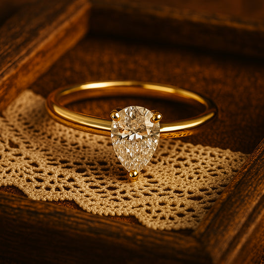 Classic Pear Shaped Moissanite Engagement Ring For Women, Featuring Brilliant Diamond-Like Sparkle And Timeless Design.