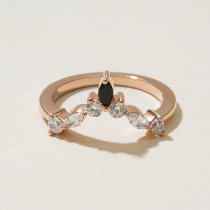 Engagement Black Marquise Ring, Moissanite 1ct Rose Gold Fine Jewelry With Romance