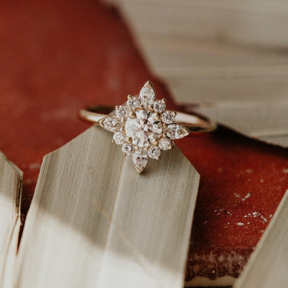 Moissanite Round Halo Engagement Ring, 10K Yellow Gold Fine Jewelry With 1.50 Ct And Brilliant Sparkle