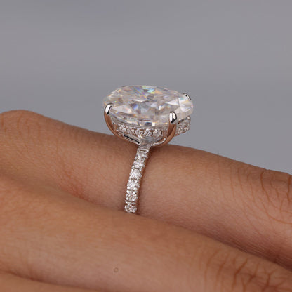 Oval Cut Moissanite Ring, 1ct Halo Gold Engagement Fine Jewelry With Sparkle