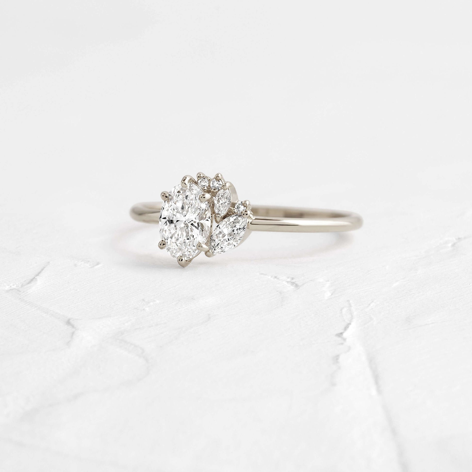 Elegant Oval Moissanite Ring, Cluster Halo Yellow Gold Engagement Fine Jewelry